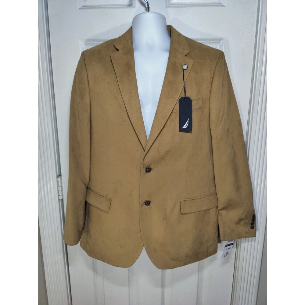 Nautica Branford Faux Suede Camel Sports Coat 2-Button Suit‎ Jacket 42L NWT